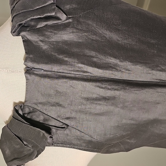 J. Crew Gray Ruched Ruffled Sheath Mini Dress. Size 4. 82 % LINEN 18% SILK. - Picture 3 of 4